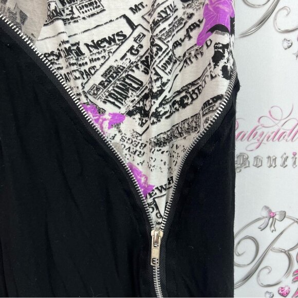 Ae city tank top newspaper print news Black and Purple Graphic Dress with Zipper - Picture 5 of 11